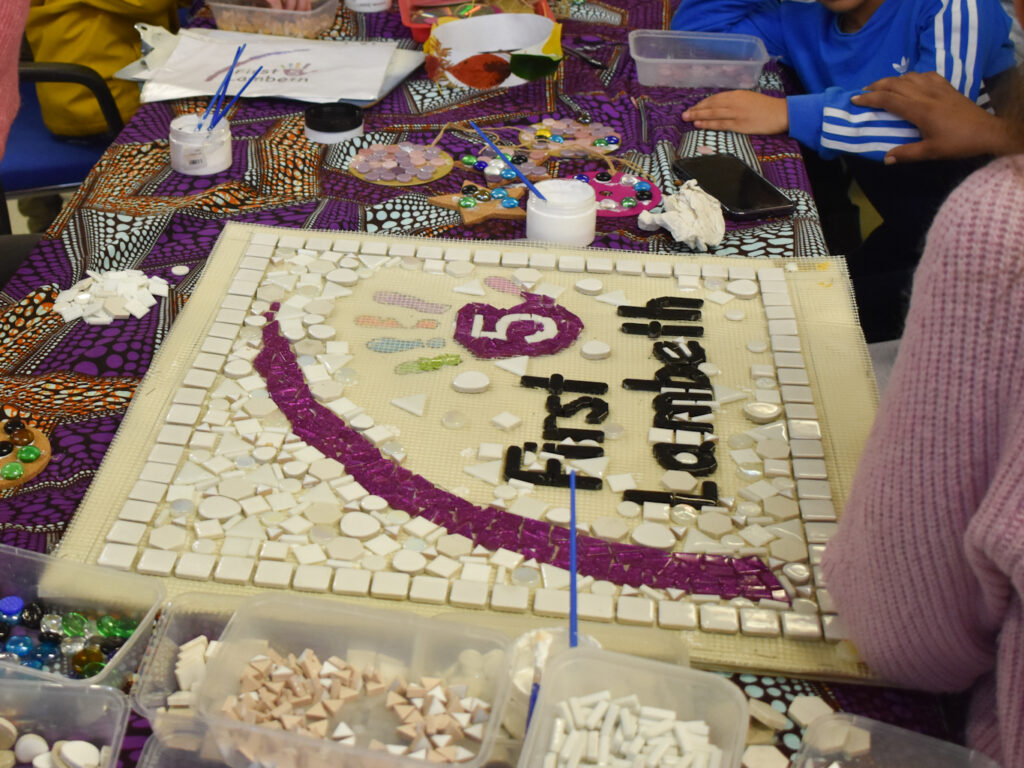 A mosaic made by parents and young children at a First 5 Lambeth event.