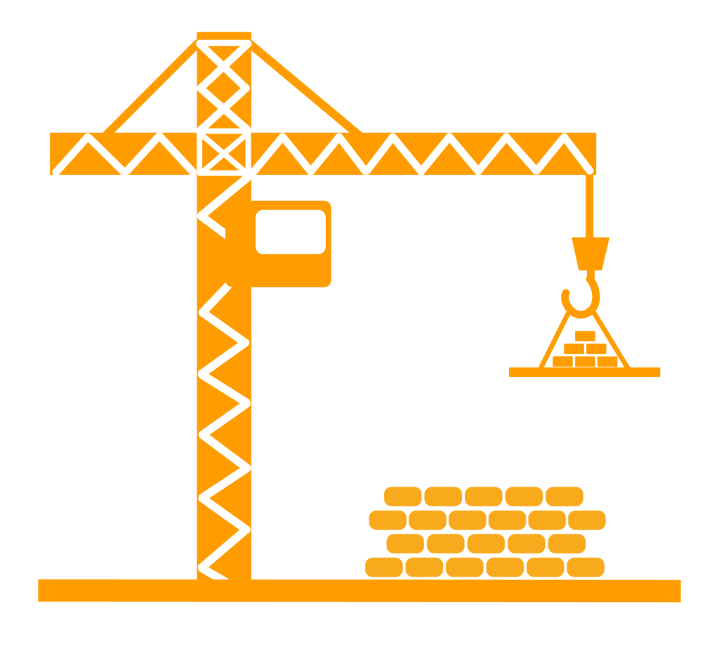 Crane and bricks illustration 