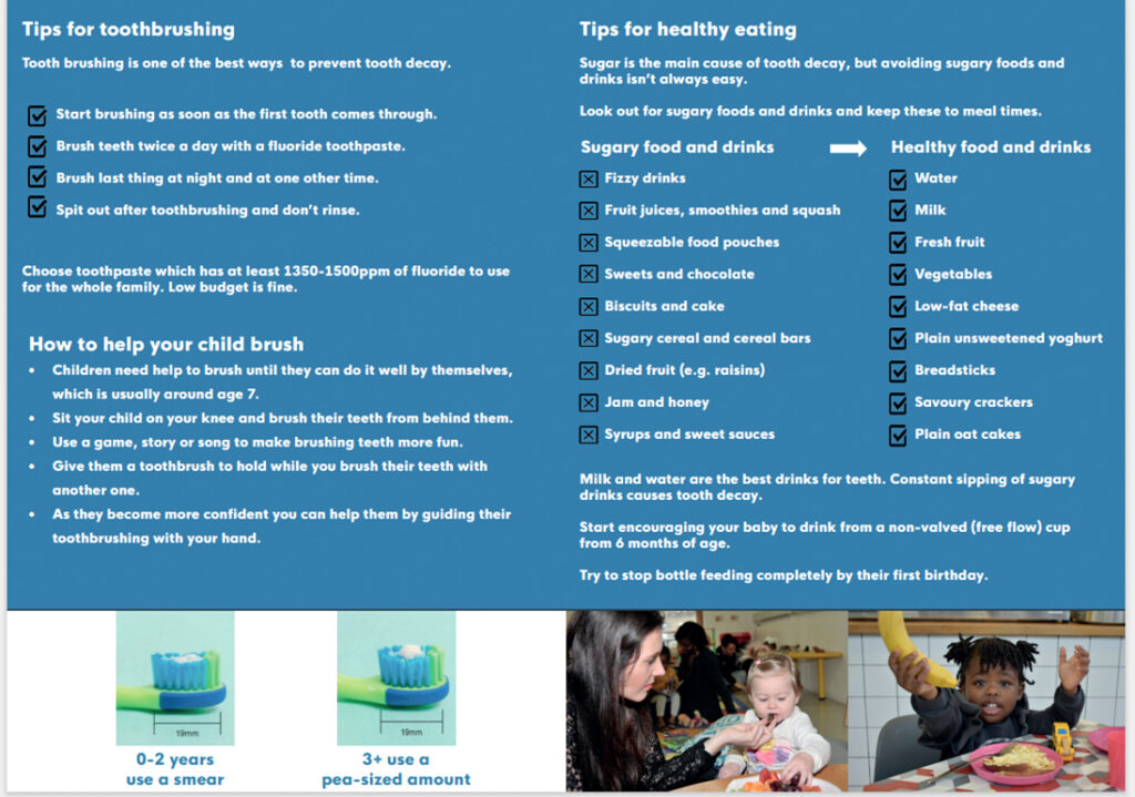 Top tips for looking after your child’s teeth leaflet - front and back pages
